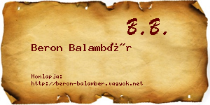 Beron Balambér névjegykártya